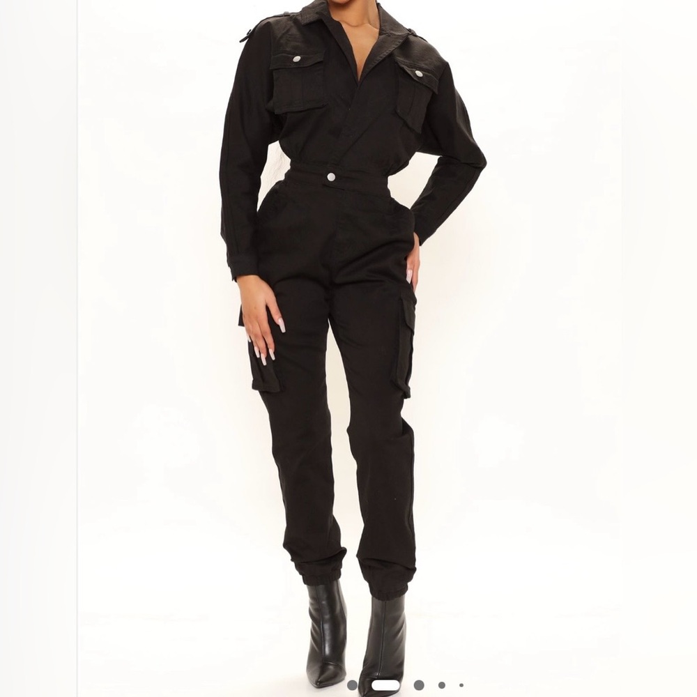Fashion Nova Black Utility Jumpsuit